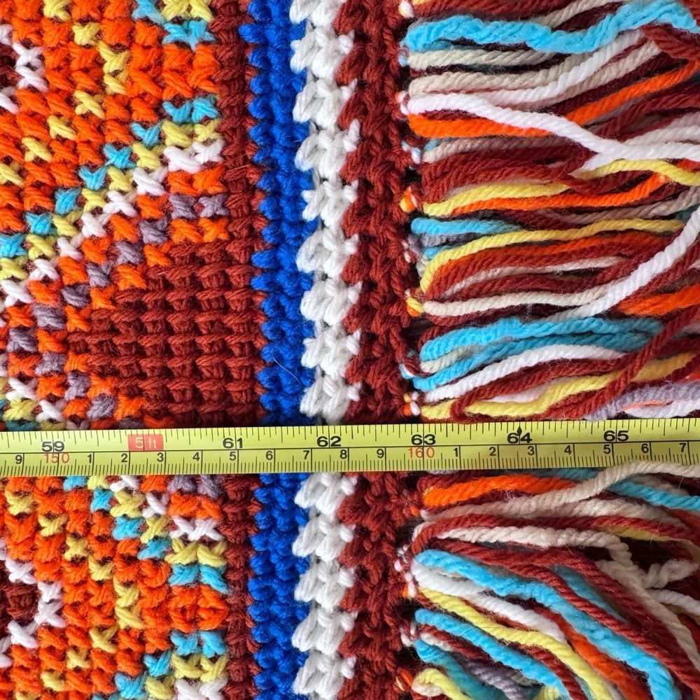 Vintage‎ Southwestern Crochet Afghan Throw 54x59 – Handmade Thunderbird Folk Art - Picture 3 of 9